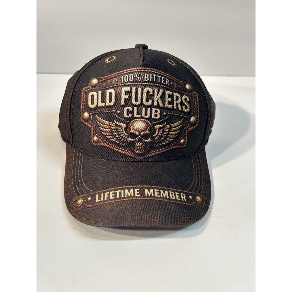 Old F*ckers Club Vintage Distressed Trucker Hat Winged Skull Baseball Cap